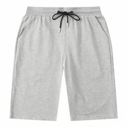 men's Summer 100% Cott Soft Knee Length Shorts Solid Gray Customized Cargo Short High Quality 200g Casual Gym Sports Trunks 86w8#