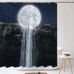 Shower Curtains 3D Starry Sky Moon Printing Home Decoration Curtain Space Night View Fabric Waterproof Bathroom Bath With Hook