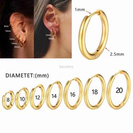 Hoop Huggie 1 pair/2Pcs small hoop earrings for womens gold silver Coloured stainless steel circular pendant flawless anti allergy 240326