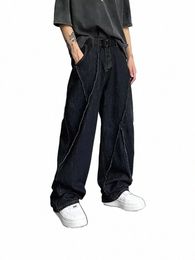 houzhou Hip Hop Distred Shabby Jeans Pants Men Ripped Patchwork Denim Trousers Male Oversize Loose Japanese Streetwear 5XL l9FG#