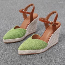 Dress Shoes Female Sandal Espadrilles Platform Clogs Wedge Fashion Womens 2024 Med High Heels Shallow Mouth Square Toe Large Size Girl