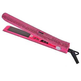 Bling Rhinestone 2 in 1 Flat Iron Curler for All Styles Professional Fast Heating Adjustable Temperatures Hair Straightener Holiday Gift