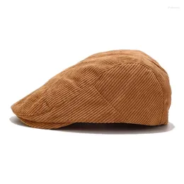 Berets Autumn Winter Solid Colour Sboy Caps Men Cotton Flat Peaked Cap Women Painter Beret Hats 07