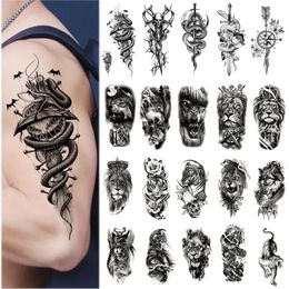 150 Piece Wholesales Waterproof Temporary Tattoo Sticker Man Snake Wolf Tiger Skull Flower Half Arm Women Henna Fake Sleeve 240311