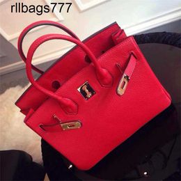 Leather Bk Genuine Handbag 2024 Luxury Women's Top Cowhide Litchi Pattern Women's Original Logo