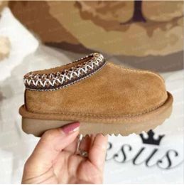 Kinder Kleinkind Tazmans Hausschuhe Tazz Kinder Babyschuhe Pelzrutschen Ultra Mini Boot Winter Pantoletten Slip-on Wolle Little Big wasserdichte Baumwollschuhe 647