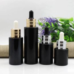 Storage Bottles 40ML Black Glass Bottle White Dropper Essential Oil Serum Toner Spot Removal Liquid Hyaluronic Skin Care Cosmetic Packing