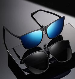 New Clipon Polarised Sunglasses Men Women Flip Up UV400 Eyewear Matte Black Frame Driving Shades Pochromic Night Vision for Pr1284064