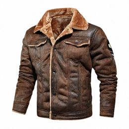 2023 Winter Mens Leather Jacket Veet Thicken Warm Youth Fi Casual Mens Coats Male Single Breasted Slim Fit Leather Jacket X38Y#