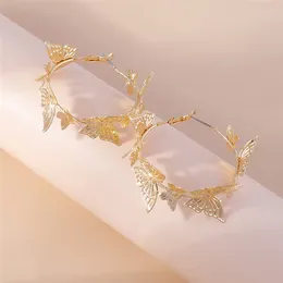 Stud Earrings Aihua Luxury Gold Colour Butterfly Hoop For Women Big Round Circle Wedding Party Jewellery Accessories