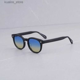 Sunglasses Vintage Round Sunglasses Women Men Luxury High Quality Polarised Shades Gradient Tinted Sunglasses Retro Men Sunglasses L240322