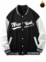 men's "NEW YORK" Print Lightweight Jackets Trendy Color Block Baseball Jacket, Thermal Outerwear Men's Clothes Fall Winter w3vn#