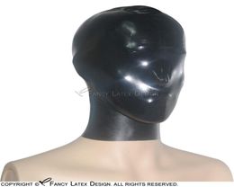 Black Sexy Latex Hood Without Zipper Open Nose Rubber Mask Plus Size Round Collar Make by Mould 00022651195