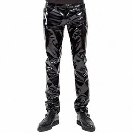 hot Sales Motorbike Men Sexy Black Wet Look PVC Stage Wear Faux Leather Pencil Pants Skinny Latex Leggings Pole Dance Clubwear Z8AT#
