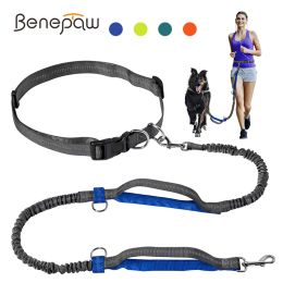 Leashes Benepaw Dual Handles Hands Free Dog Leash Running Reflective Stitching Handsfree Pet Leash For Medium Large Dogs Hiking