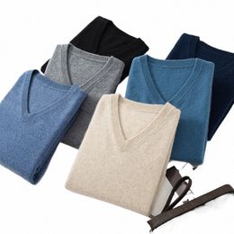 plus Size 5XL Men's Cmere Sweater Warm Pullovers V-Neck Knit Winter New Tops Male Woollen Knitwear Jumpers U3RA#