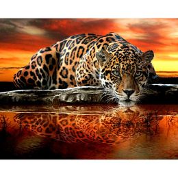 Stitch Full Drill Square 5D DIY Diamond Painting "Leopard Tiger" Diamond Embroidery Cross Stitch Rhinestone Mosaic Painting KBL