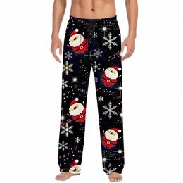 christmas Mens Trousers Pants Pyjama Drawstrings Pockets Pyjama Pants Oversized Retro Sleepwear Home Lounge Pants Sleep Bottom E8Qi#