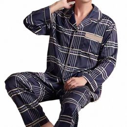 spring autumn Cott Pajamas Sets For Men Plaid Sleepwear Suit Casual Home Clothes Pijamas Hombre Loungewear Plus Size 4XL 59Rf#