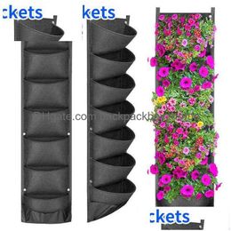 Planters & Pots Wall Hanging Garden Grow Bag Felt Plant Growing Flower Herbs Pot Vertical Planter Supplies Mounted Bags Drop Delivery Dhvzw