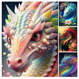 Stitch Diy Diamond Painting Colourful Dragon New Collection Picture Full Mosaic Drill Rhinestone Embroidery Animals Wall Decor AA4608