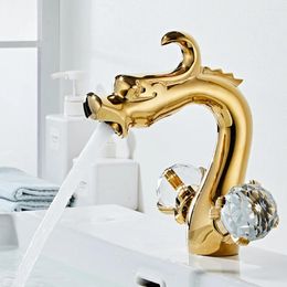 Bathroom Sink Faucets Chinese Dragon Design Basin Faucet And Cold Dual Handles Single Hole Vessel Mixer Tap Water