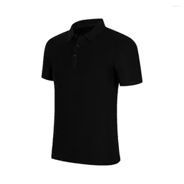 Men's T Shirts Solid Short Sleeve Men Top Stylish Slim Fit Turn-down Collar T-shirt For Business Casual Office Wear Soft Summer