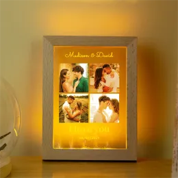 Frame Custom Lovers Photo Frame Night Light Personalized Photos Acrylic LED Lamp USB Powered Couple Anniversary Valentine's Day Gifts
