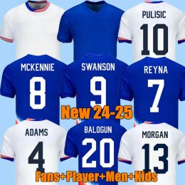 USAS Soccer Jerseys 2024 2025 Copa America USWNT Kids Kit USMNT 24/25 Home Away Football Shirts Men 2024 BALOGUN PULISIC SMITH MORGAN