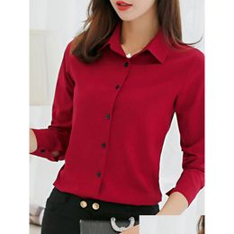 Womens Blouses Shirts Blouse Women Chiffon Office Career Tops 2023Fashion Casual Long Sleeve Femme Blusa Drop Delivery Apparel Clothin Otbyr