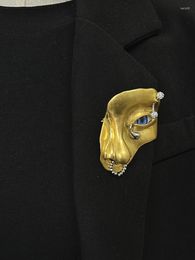 Brooches Vintage Abstract Mask Half Human Face Devil's Eye Teardrop Broochs For Women Girls Unique Creative Suit Pins Party Jewelry