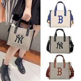 2024 New Korean MLBNY One Shoulder Canvas Bag Water Bucket Bag One Shoulder Handheld Crossbody Tote Bag Instagram Trendy