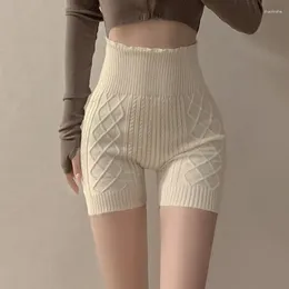 Women's Shorts Vintage Sweater Women Autumn Winter High Waist Stretch Skinny Knitted Elegant Short Femme