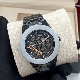 Black Skeleton mens watch automatic mechanical watch men watches 41MM diver Sport steel strap 5 ATM waterproof sapphire glass move194t