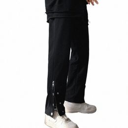 Pantaloni casual alla caviglia da uomo Solido stile europeo Cargo High Street Hip-hop Butts Side-slit Progettato Retro Hipsters Semplice H3o7 #