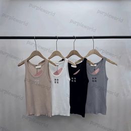 Designer Tank Tops For Women Knitted Vest Embroidery Sleeveless Sport Tops Yoga Tees