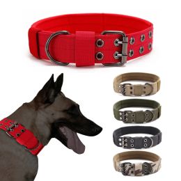 Collars Red K9 MOLLE Military Tactical Dog Collar Durable Nylon Adjustable Outdoor Training Pet Small Large Dog Collar German Shepard