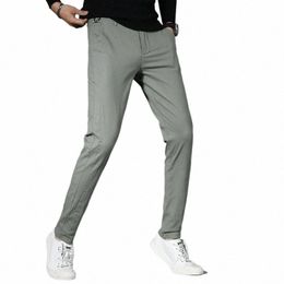 classico 5 colori pantaloni casual uomo primavera autunno nuovo busin fi confortevole stretch cott elastico jeans dritti pantaloni u1nJ #