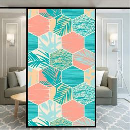 Window Stickers Privacy Film Opaque No-Glue Hexagon Pattern Decorative Glass Covering Static Cling Frosted For Home Decor