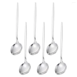 Spoons 6 Pcs Dinner Spoon Dessert Kitchen Soup Stainless Steel Metal Silverware