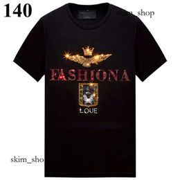 Casual Designer Rhinestone Mens Summer T Shirts Short-sleeved Slim Fit Crew Neck Tops Tee Mercerized Cotton Luxury High Quality Ops Ee 448