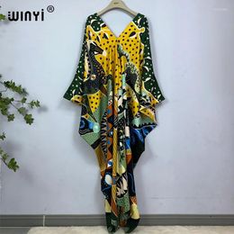 Ethnic Clothing WINYI Africa Dress Length:130cm Fashion Turkey Dresses Bohemia Print Abaya Women Maxi Kaftan Summer Colour African Evening