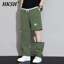 Men's Pants HKSH Spring Summer Male Tide Large Size Casual Cargo Detachable Shorts Two Wears High Street Elastic Waist Trousers HK0608