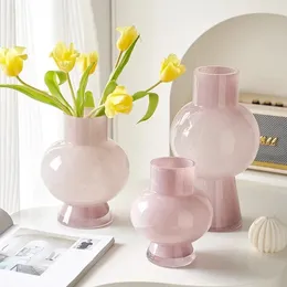 Vases Cream Style Glass Vase Nordic Home Decoration Room Decor Flower Pot Ornament Desktop