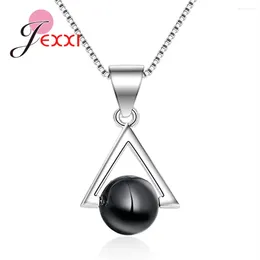 Pendant Necklaces Est African Black Glass Beads Necklace Jewellery Gift Fine 925 Sterling Silver Triangle Geometric Original Design