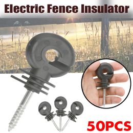Gates 50Pcs Electric Fence Insulator ScrewIn Insulator Fence Ring Post Wood Post Insulator,Livestock Fence Accessories