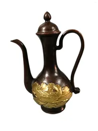 Bottles Purple Copper Gilded Lotus Leaf Wine Pot Home Decoration Ornaments