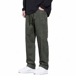 korean Fi Men Work Straight Pants Autumn New Trend Loose Fitting Casual Pants Men's Versatile Wide Leg Trousers f47k#