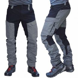 men Fi Colour Block Multi Pockets Sports Lg Cargo Pants Work Trousers Men's Tactical Work Out Quick Dry Pants N2x4#