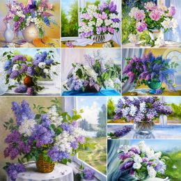 Number Diy Drawing Acrylic Paint With Numbers Wisteria Flowers Picture for Colouring By Number On Chemical Fibre Cloth Wall Art Painting